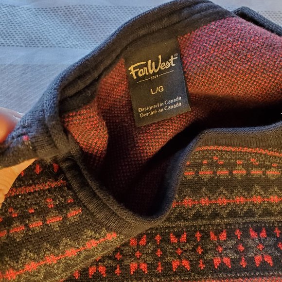 90s Vintage Far West Thick Fair Isle Ski Cabin Snowflake Sweater - Picture 6 of 8